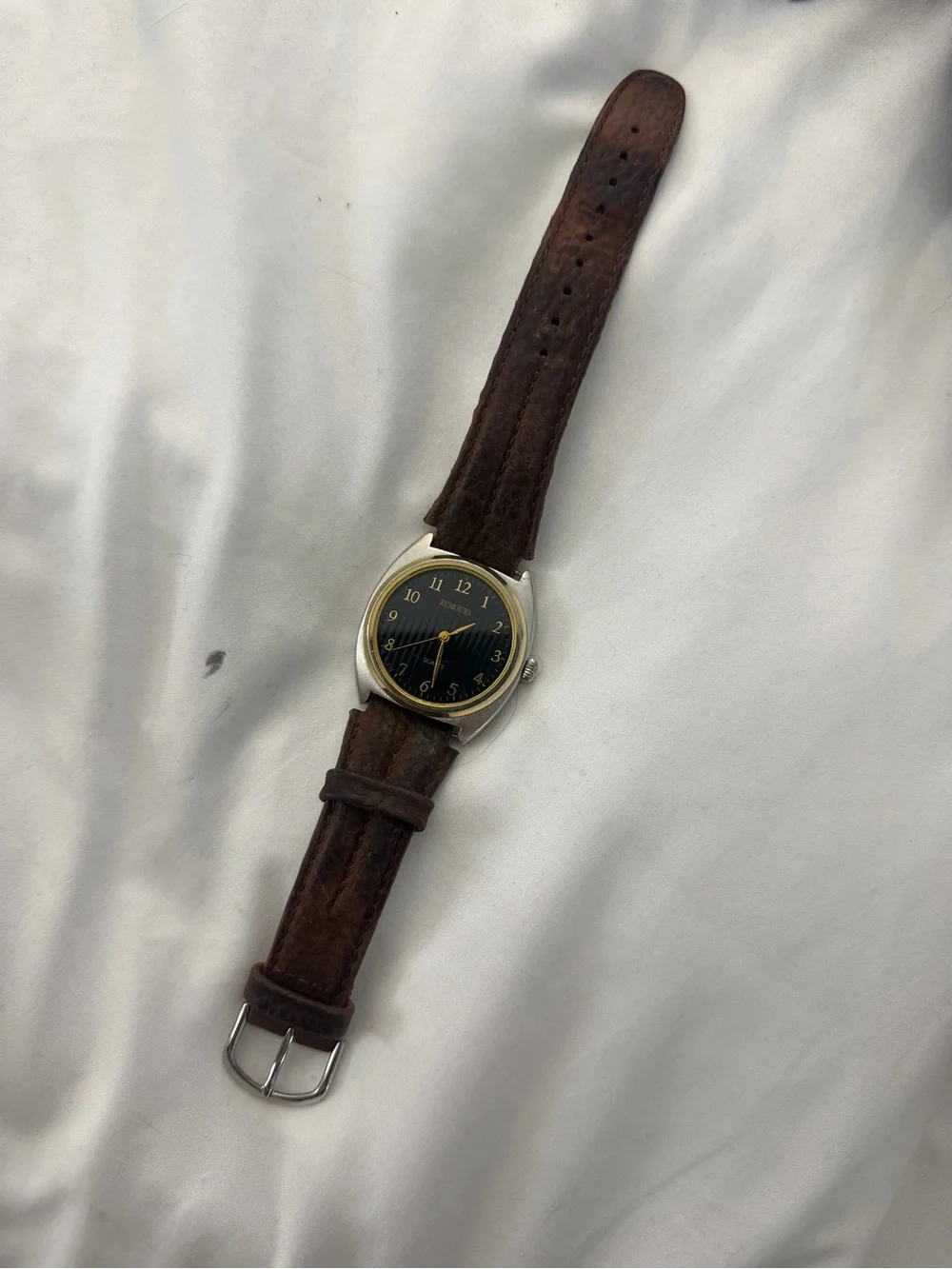 Classic Black Dial Watch with Brown Leather Strap Rumours Wrist Watch Vintage